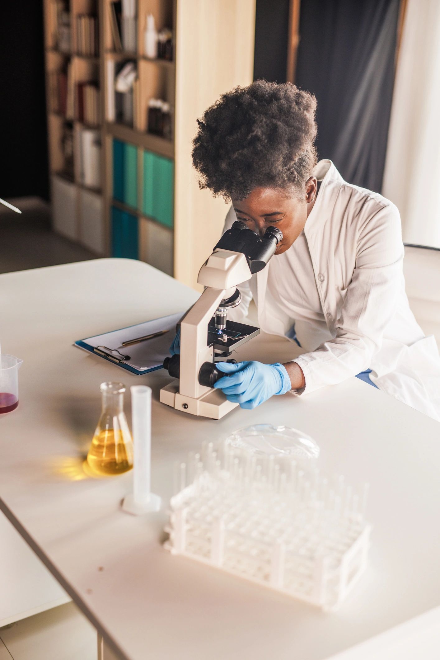 Research scientist analyzing samples in a laboratory