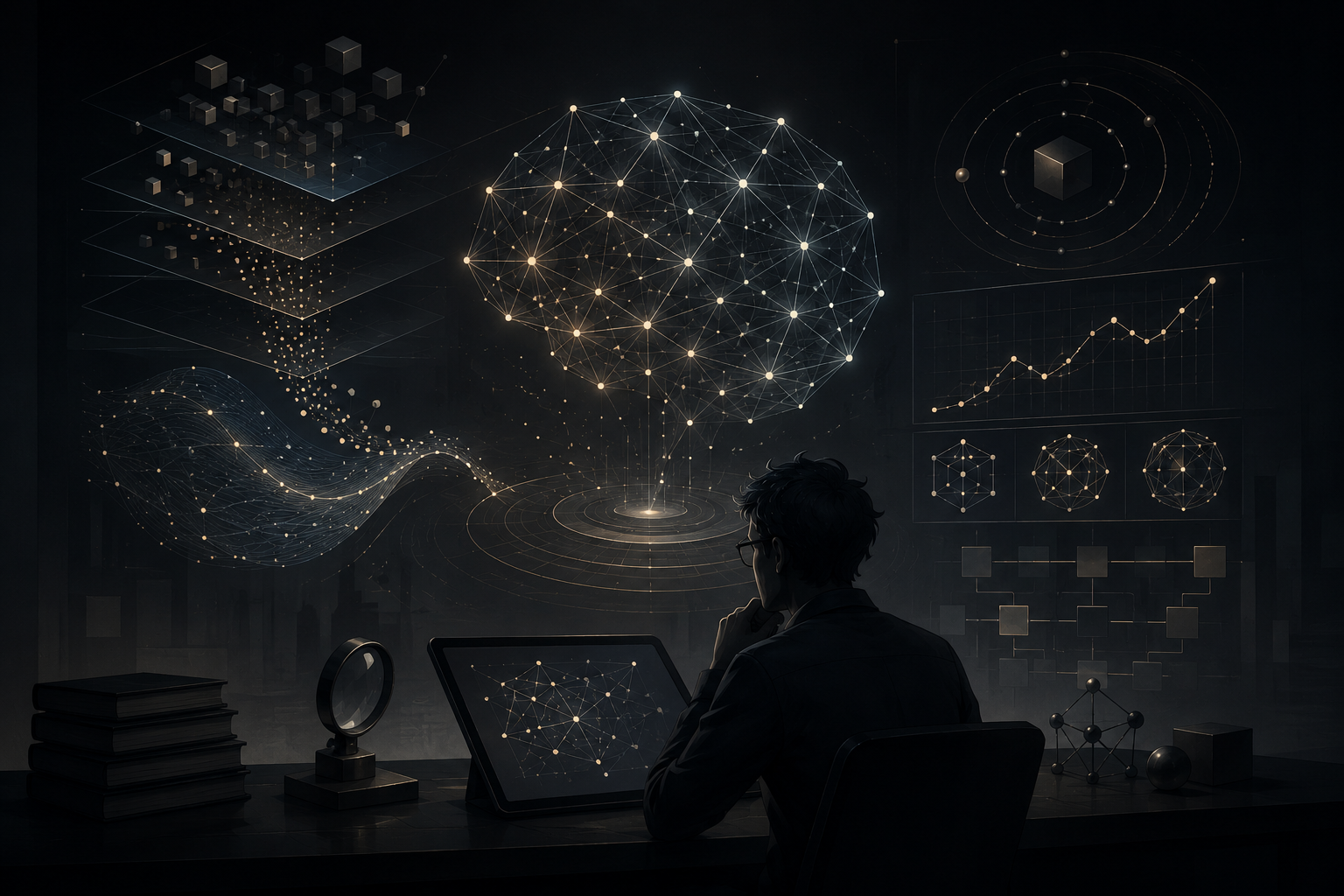 Abstract AI research visual for Publications page hero